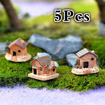 5 Buc Mini Casă de Păpuși Casă de Piatră Rășină Decorațiuni pentru Casă și Grădină Decorațiuni DIY(Stil aleatoriu)