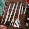 10Pcs/Set Stainless Steel BBQ Tools Set Spatula Fork Tongs Knife Brush Skewers Barbecue Grilling Utensil Camping Outdoor Cooking Tool Set