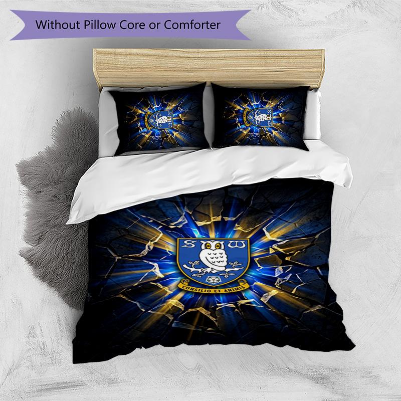Sheffield Wednesday Football Printed 3 Pieces Bedding Set, Comfortable Skin Friendly Bedroom Duvet Cover Set