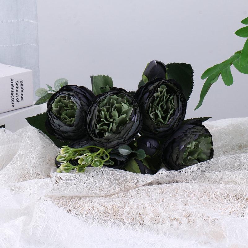 Philippos Exquisites 5-köpfiges kleines Pfingstrosen-Bouquet: Künstliche Blumen für Heim- und Hochzeitsdeko