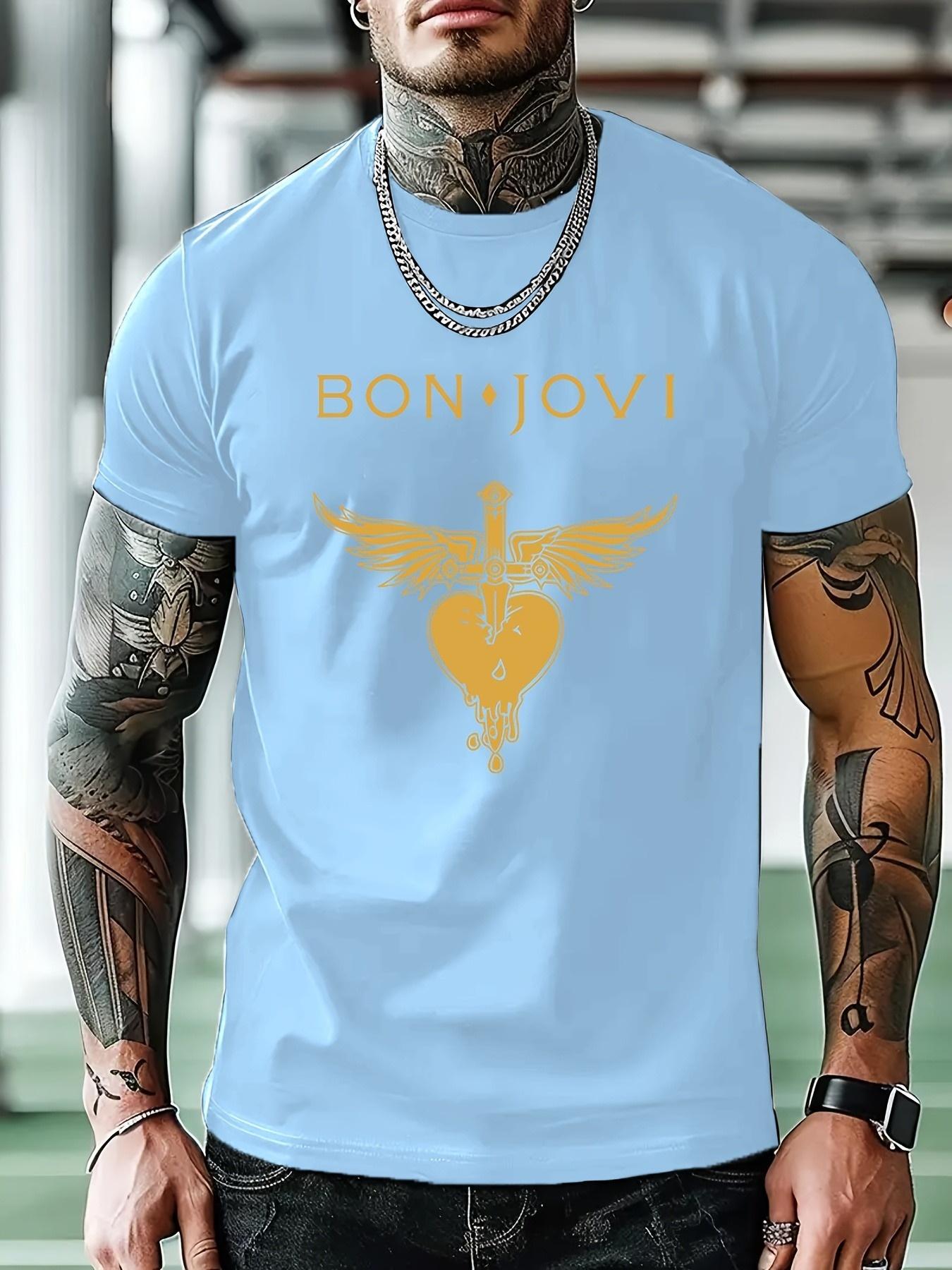 Casual Graphic T-shirt - BON JOVI Winged Heart Design XL