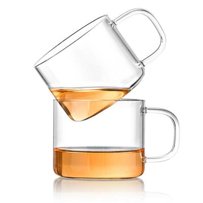 150mL Çay suyu suyu için 2 bardaktan oluşan yüksek borosilikat ısıya dayanıklı cam bardak seti