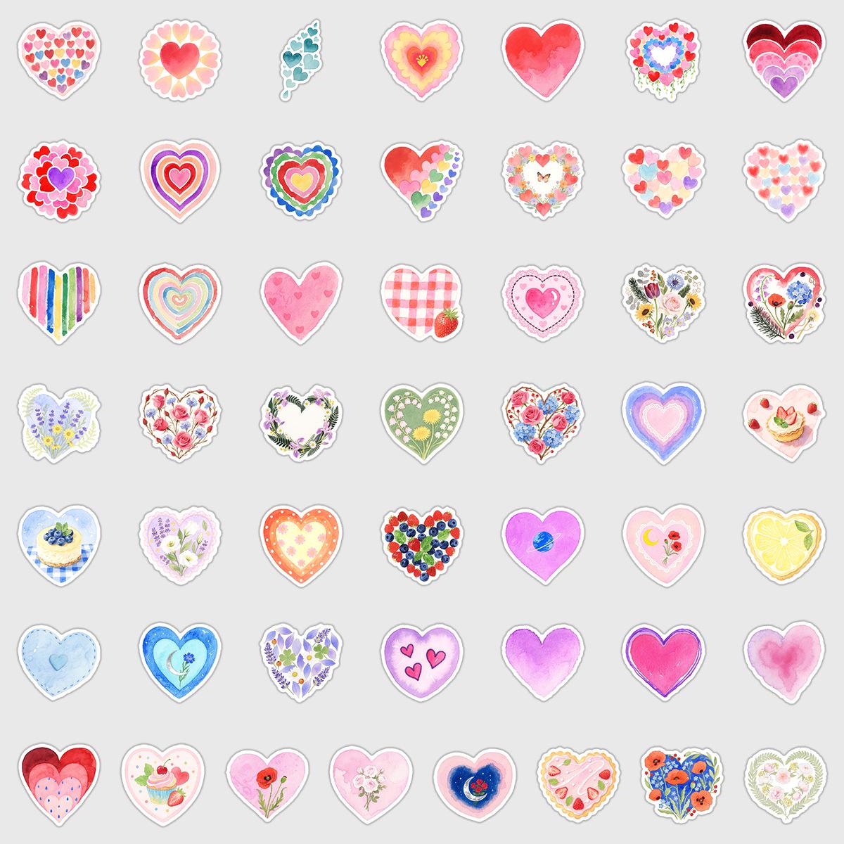 

50/100 Cute Heart Graffiti Stickers for Water Bottles & Phones - DIY Decoration
