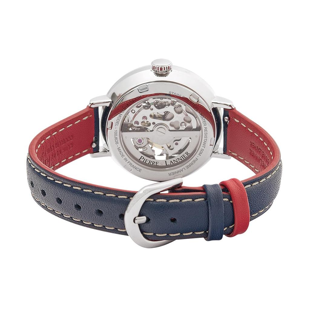 Automatic Watch Brand Skeleton Notre Dame Leather Strap Tricolor Cool Button Analog Waterproof Imported [Pierre Lanier] Women's [Regular Product]