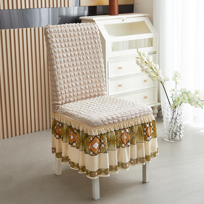 Seersucker Skirt One-Piece Chair Cover Universal Backrest All-Inclusive Elastic Chair Cover Household