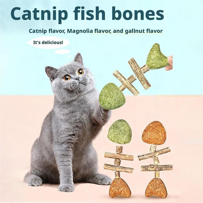 1Pc 2026 New Creative Fish Bone Cat Toy Wooden Catnip Teeth Cleaning Stick Pet Dental Health Care Chew Toy For Cats