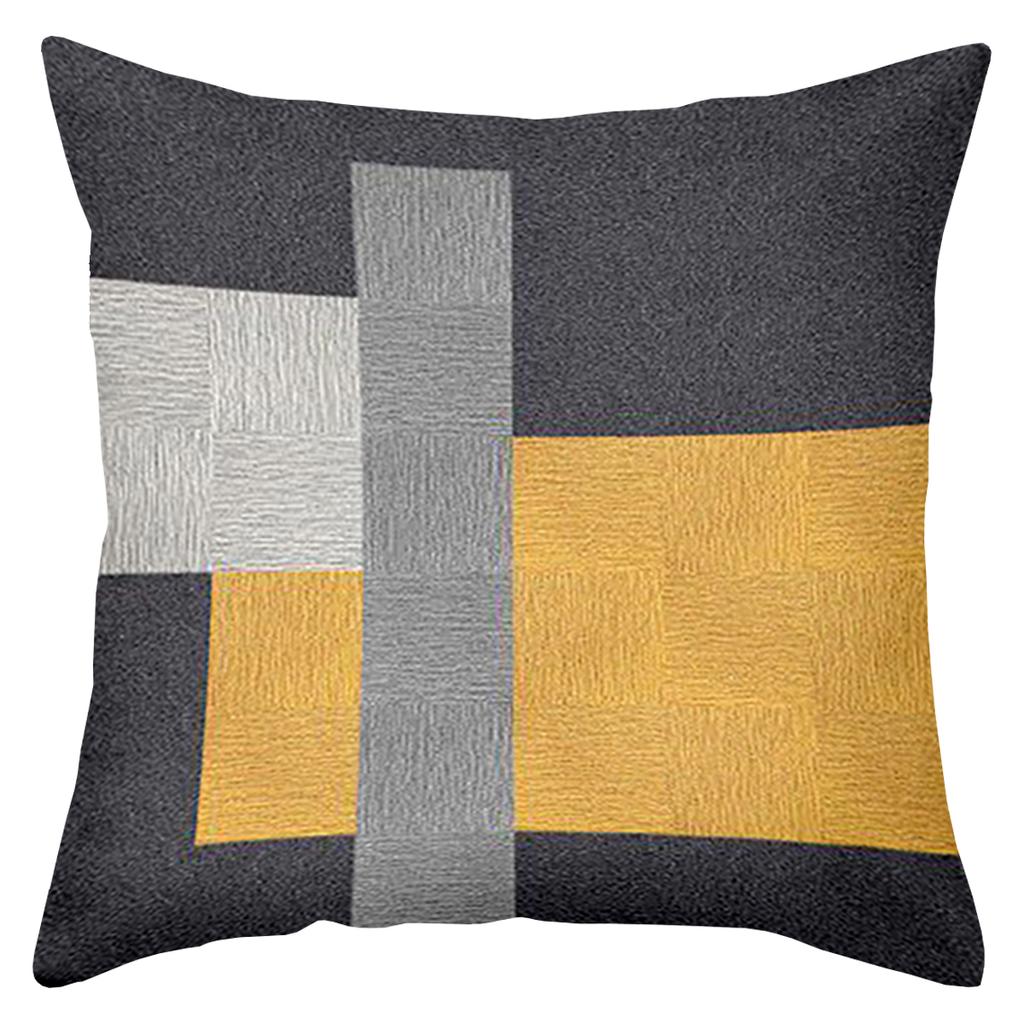 2D flat printing Modern Patterned Cushions Yellow Grey Black Design Polyester pillowcase, sofa decorative cushion cov