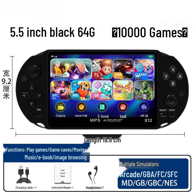 Handheld Retro FC Game Console with HD Screen - Two-Player, Rechargeable Classic Mario for Kids