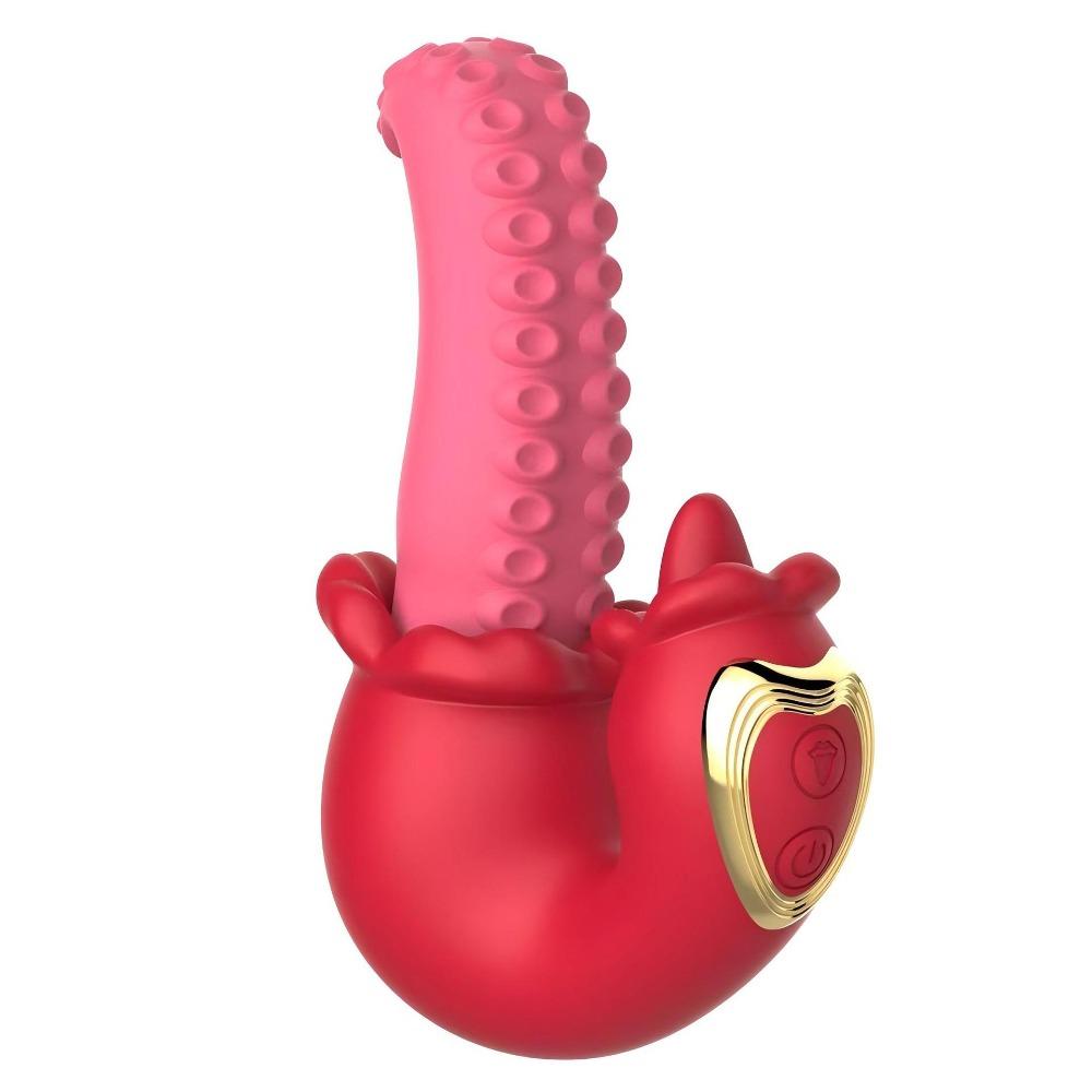 Tongue Licking Vibrator for Women G Spot Dildo Vibrating Masturbator Realistic Silicone Waterproof Adult Sex Toys