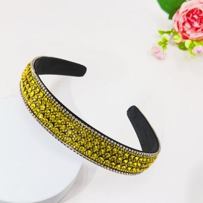 Retro Wide Hair Hoop Shiny Rhinestones Inlaid Lightweight Headband Bright Color Hairband Hair Accessories
