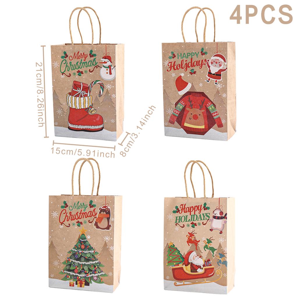 Christmas Kraft Paper Gift Bags Xmas Candy Cookies Gift Tote Bag Christmas Decoration 2025 for Home Navidad Noel New Year 2025