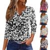 Women's T Shirt Print Button 3/4 Sleeve Daily Weekend Fashion Basic V- Neck Regular Top