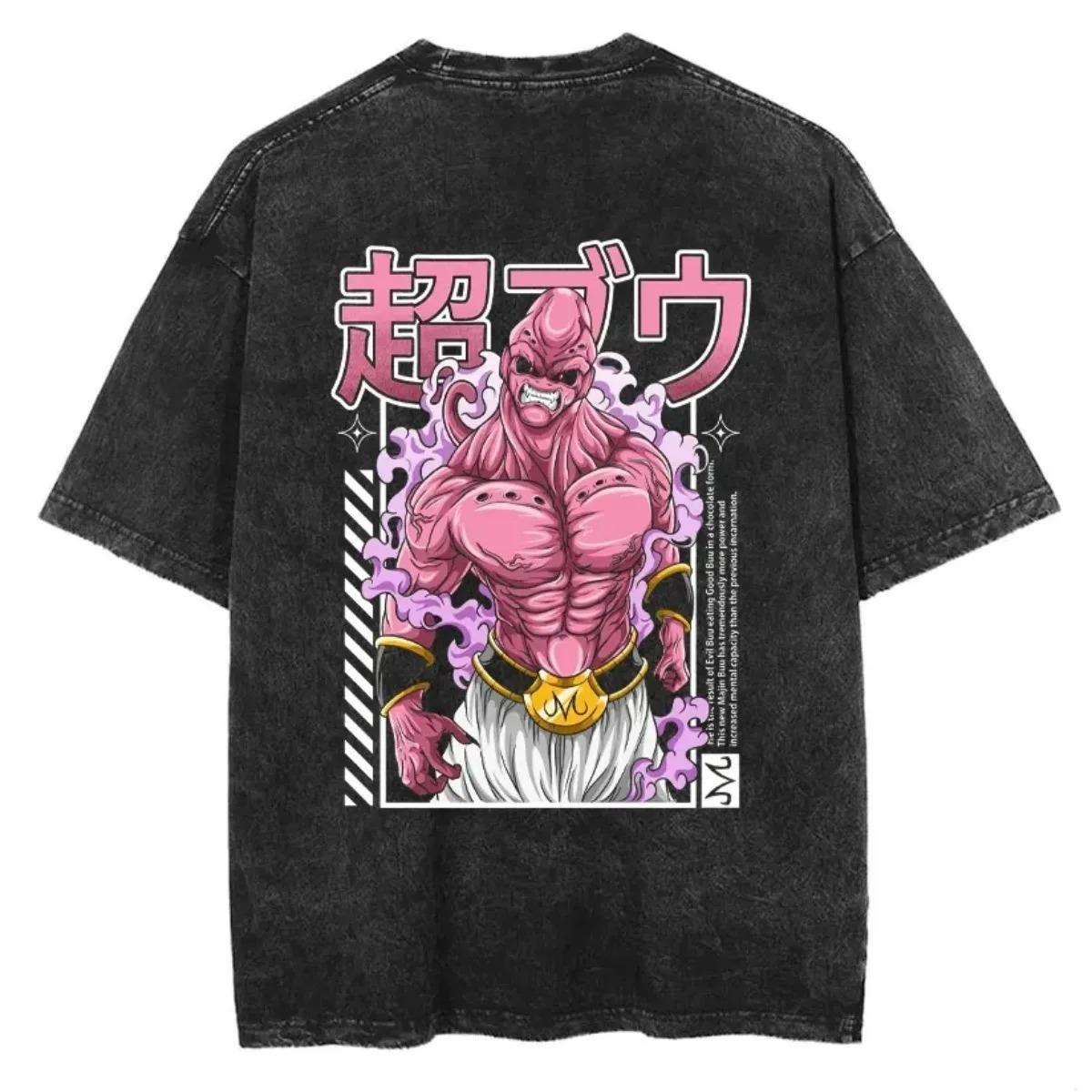 Super Buu Majin Buu Dragon Ball Z Vintage Washed Graphic Oversized Streetwear Dragon Ball Z Anime Manga Super Villain Fan Merch T-Shirt Top L