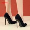 Fashion Aphixta 12cm Super High Stiletto Heels Pumps Women Office Flock Pointed Toe Thin Heel Party Shoes Woman Plus Large Size 44 45