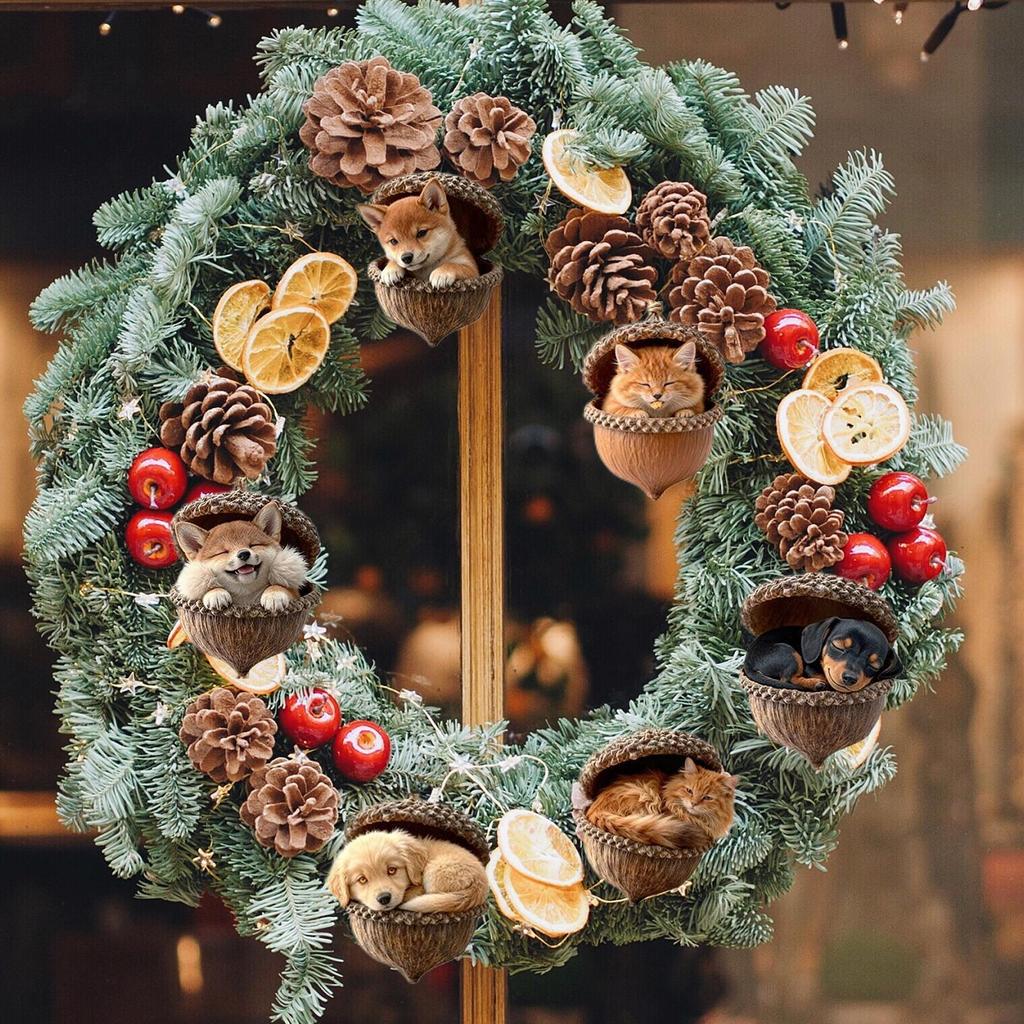 Ornements de Noël Gland Animal Pendentif Décoration Acrylique 2D 10 Pièces Ornement Motif Animal pour Fête Hiverale Maison Salon