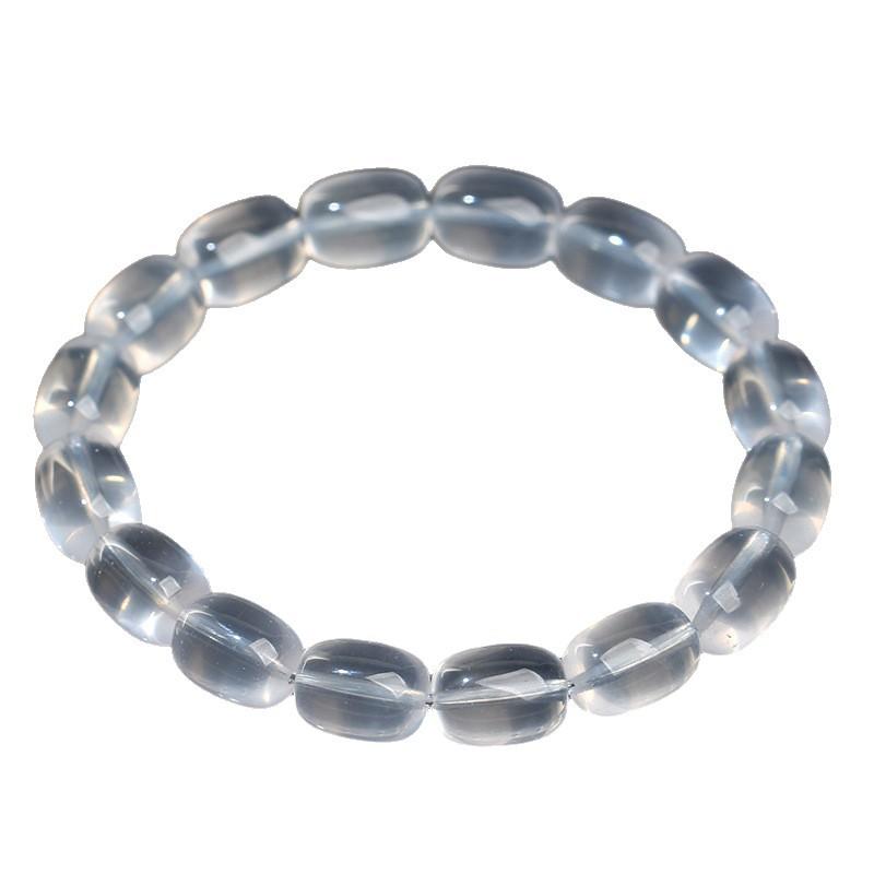 Hongchu Crystal Natural blue gauze milky white crystal barrel bead bracelet, ice starry milky white crystal barrel bead bracelet