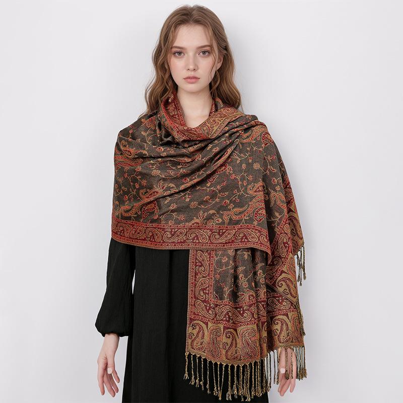 Paisley Pashmina Jacquard Scarf Luxury Women Cashew Printed Silky Shawl Wrap Flowers Borders Winter Warm Echarpe Female Foulard