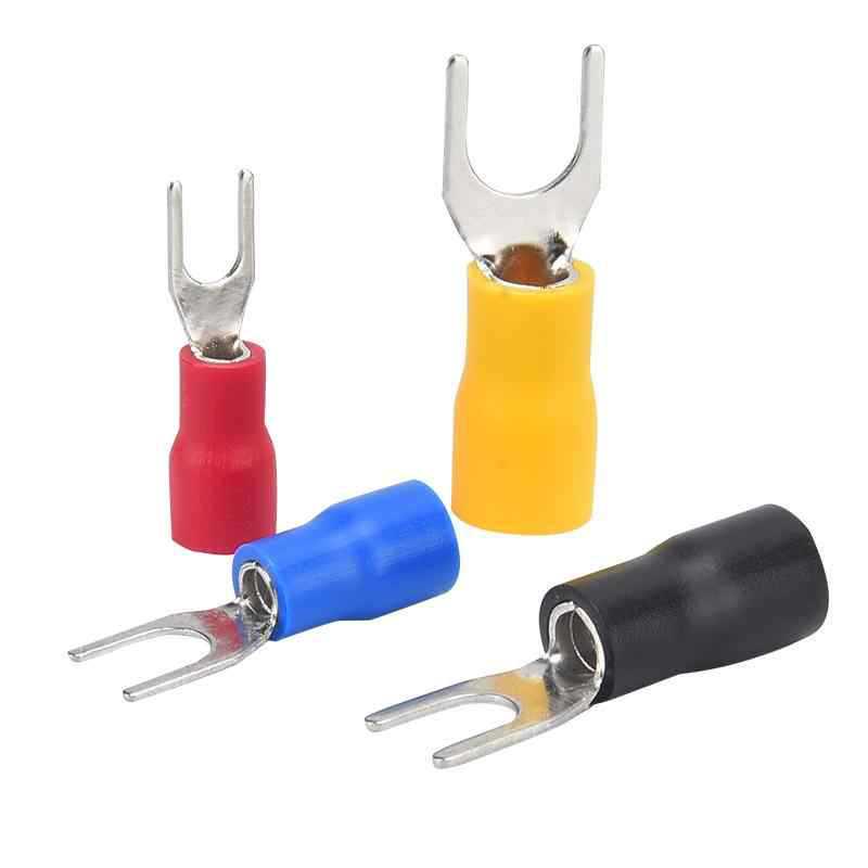 SV Insulated Copper Wire U/Y Fork Lugs: Pre-insulated Purple Terminal Ear Crimps