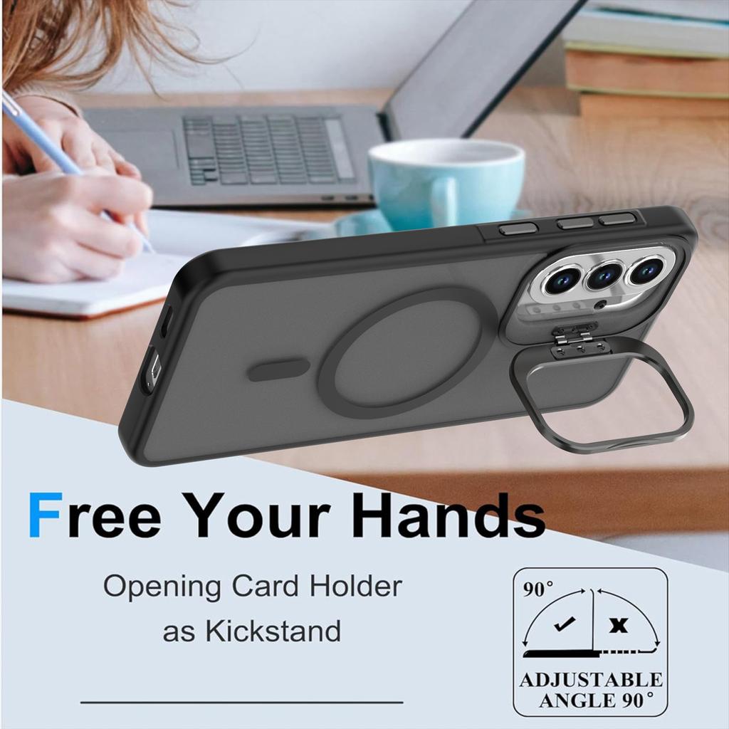 For Samsung Galaxy A15 5G / A15 4G Magnetic Case Foldable Kickstand Matte PC + TPU Phone Cover
