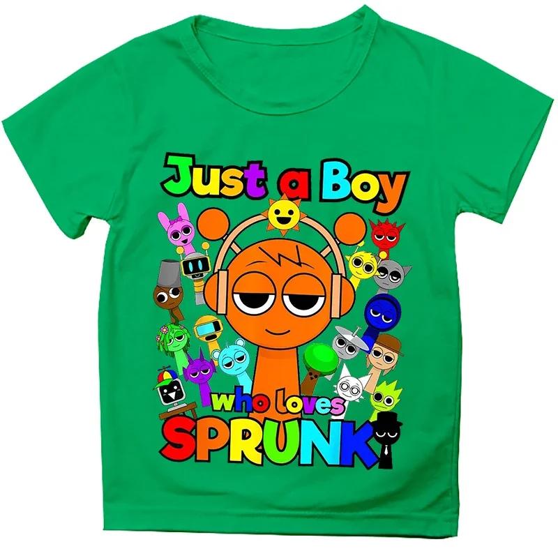 Just A Girl Who Loves Sprunki Tshirt Girls Cartoon Short Sleeve Summer Fashion Kids Clothes Baby Boys Incredibox Game T Shirts