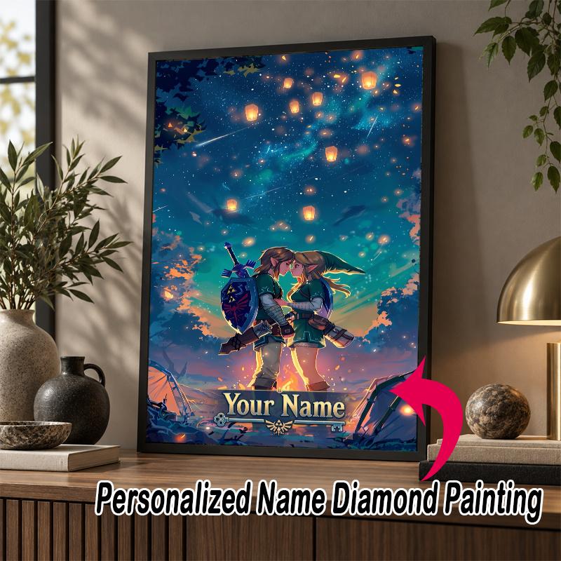 Custom Name Zelda 5D Diamond Painting Personalized Full Drill Diamond Art Kit Gift