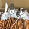 304 stainless steel rosewood handle knife, fork and spoon Japanese wooden handle knife, fork and spoon Western restaurant steak knife, fork and spoon