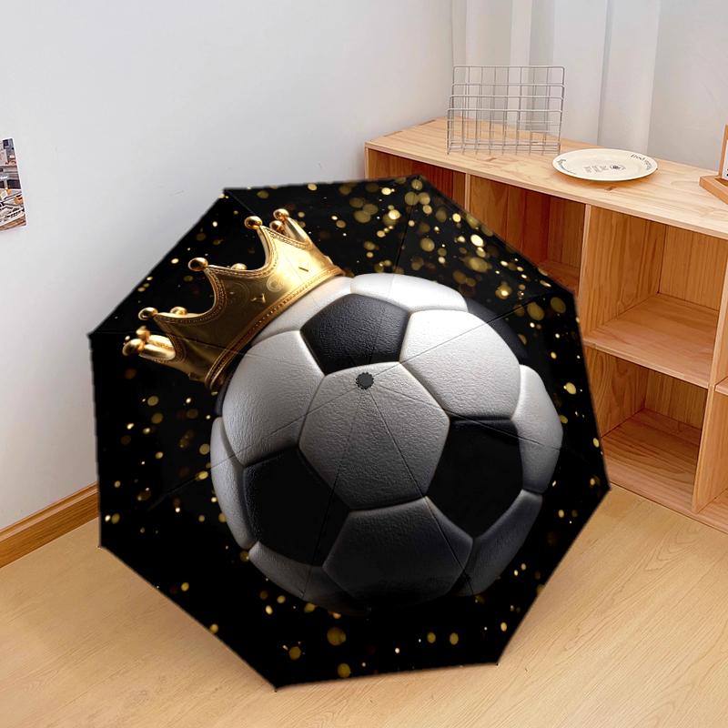 1 PC Automatic Folding Umbrella - Football Pattern, Portable & Foldable Design with 8 Ribs, Christmas Birthday Gifts
