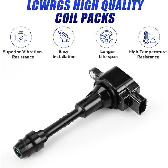 Set of 4 Ignition Coil Pack and Spark Plugs Fits for Nissan Sentra 1.8 L4 2002 2003 2004 2005 2006 1.8L Replaces UF351 C1397