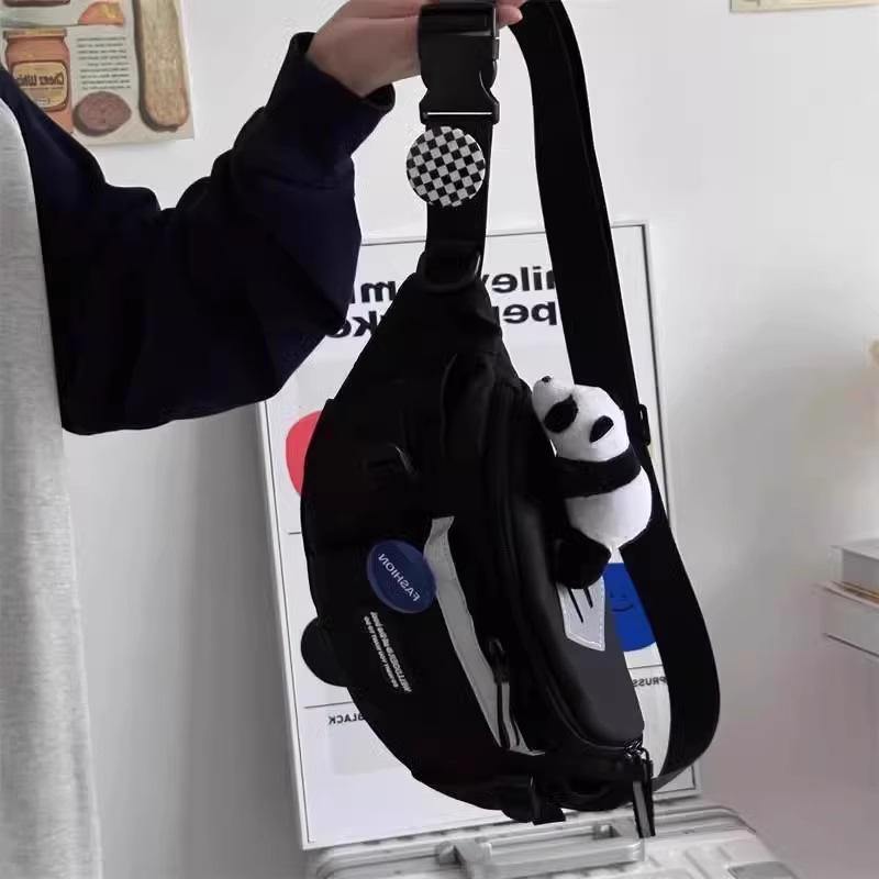 Japanese Workwear Style Messenger Bag: Versatile Men's Waist, Shoulder, & Chest Bag for Sport, Cycling & Casual Use