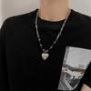 Fashion Sweet Cool Heart Pendant Necklace Choker Neck Chain Elegant Clavicle Chain Handmade Beaded Necklace Y2K Jewelry