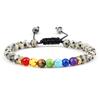 Multicolor Volcanic Lava Stone and Turquoise Tiger Eye Bead Yoga Bracelet