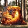 1pc Fire Dragon Art Print Throw Blanket Polyester Fiber, Lightweight Flannel, Soft & Warm, All Season Use for Outdoor, Camping Digital Print