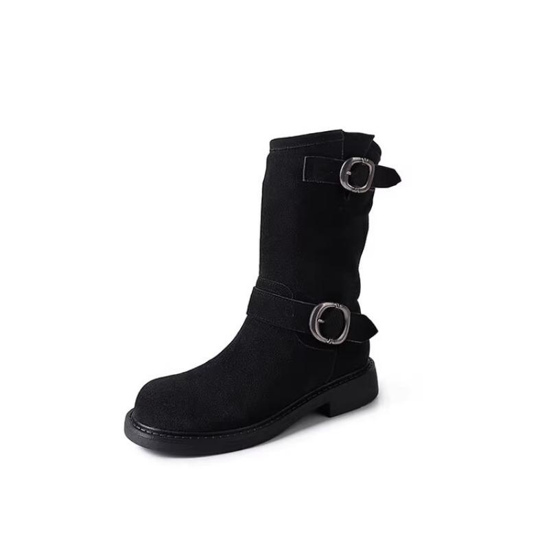 Wasteland Dunes~ Super Soft Waxy Thick-soled Locomotive Buckle Short Boots Women's Martin Boots Pile Boots