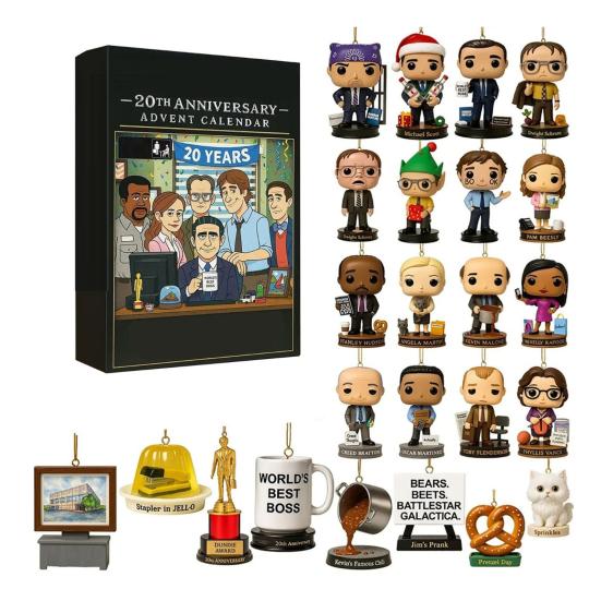 

Офис 20-летний юбилей Адвент-календарь 2025 24 дня Акриловое украшение с темами телешоу Рождественский декор для обратного отсчета для фанатов и коллекционеров A