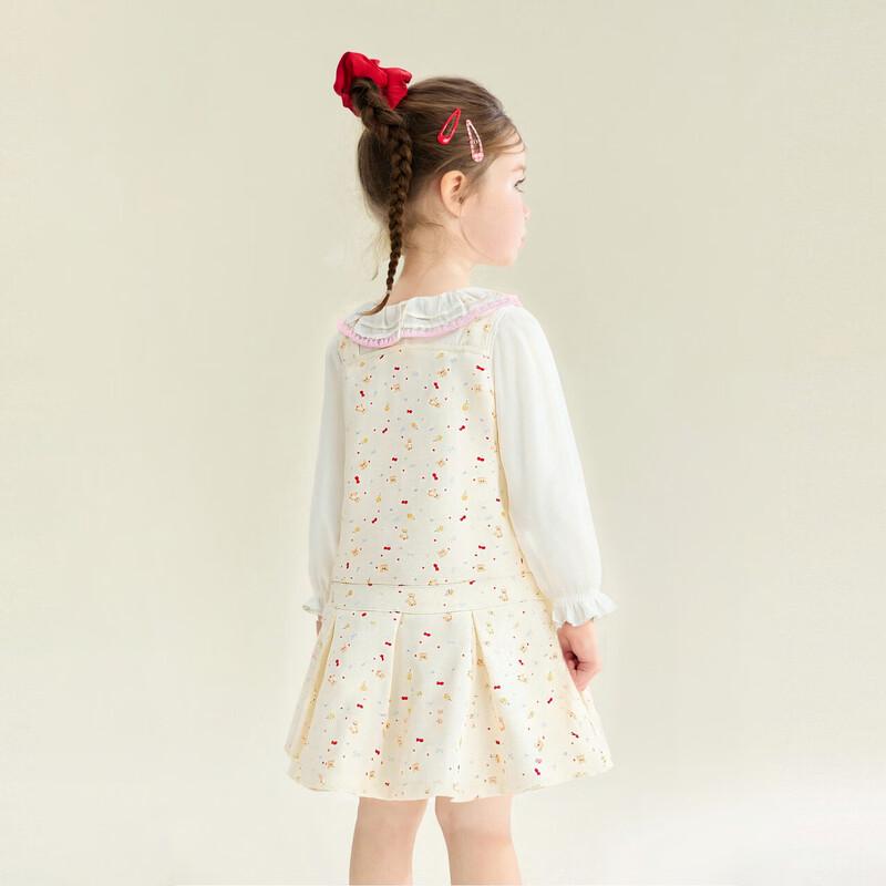 DEESHA Girls Printed Pleated Pinafore Dress 130