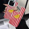Red-striped Orange Soft Phone Case For IPhone 17 Air 13 Pro 13 12 11 14 15 16 17 Pro Max ShockProof Lichee Pattern Silicone Case