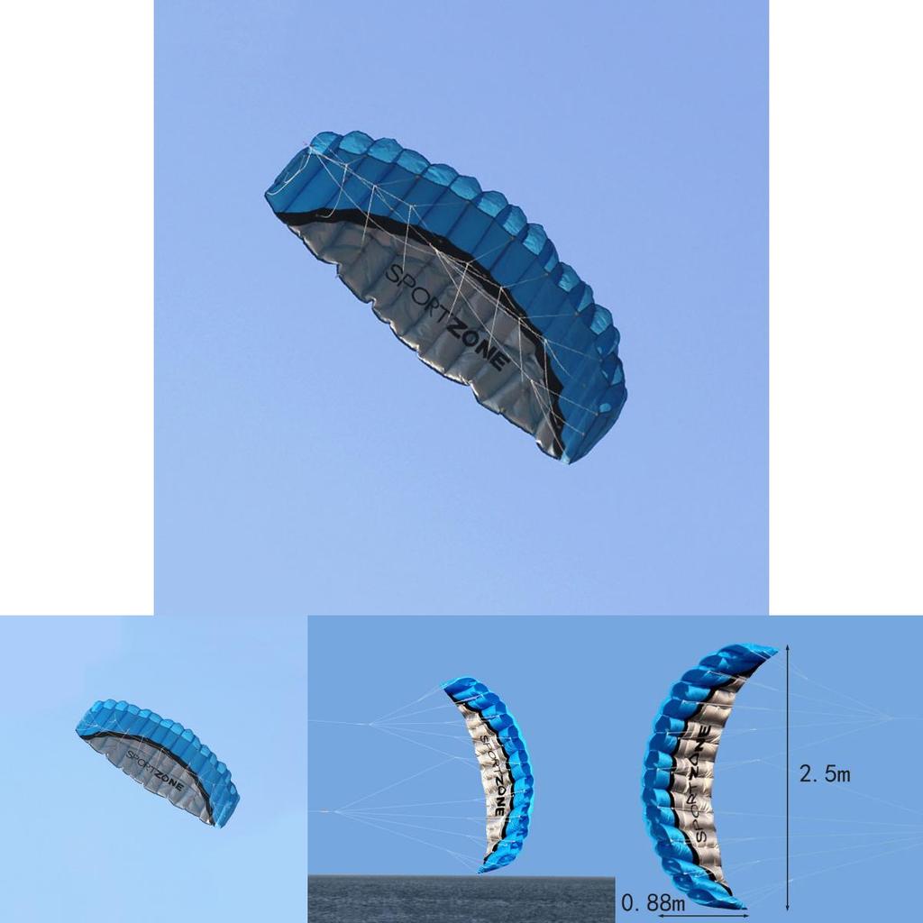 Vibrantly Colored New 2.5m Dual Line Parafoil Parachute Stunt Sport Kite For Outdoor Fun