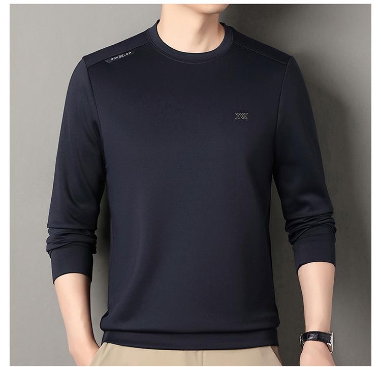 Men's High-End Wool-Blend Mulberry Silk Fleece-Lined Long-Sleeve Sweatshirt