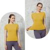 Women Sports Top Solid Color High Elastic Quick Drying Workout Shirt Short Sleeve Crew Neck Gym Apparel for Yoga Fitness