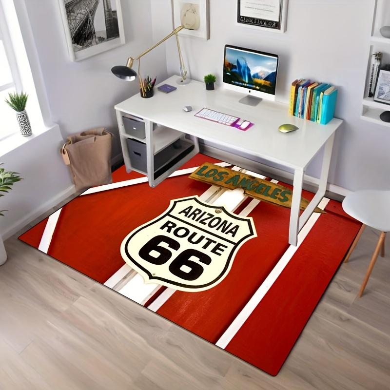 

1 шт. Ковер с дорожным знаком Route 66 - Прямоугольный коврик из полиэстера для спальни, гостиной, офиса, коридора - Ковер для домашнего декора для 50x80cm
