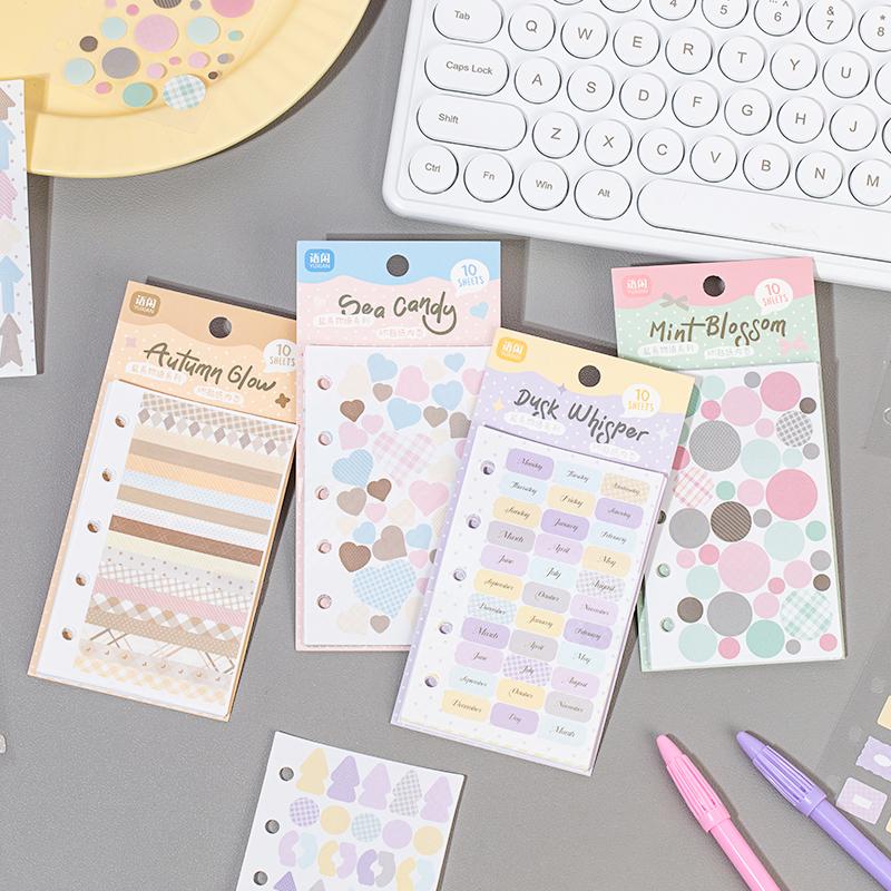 10 Pcs Cartoon Shaped Sticker Pack Colored Marks Cute Diary Stickers Scrapbooking Collage Card Decoration School Accessories
