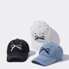 Trendy Womens Denim Baseball Hat With Feminine Bow For A Fresh Summer Fashion Statement