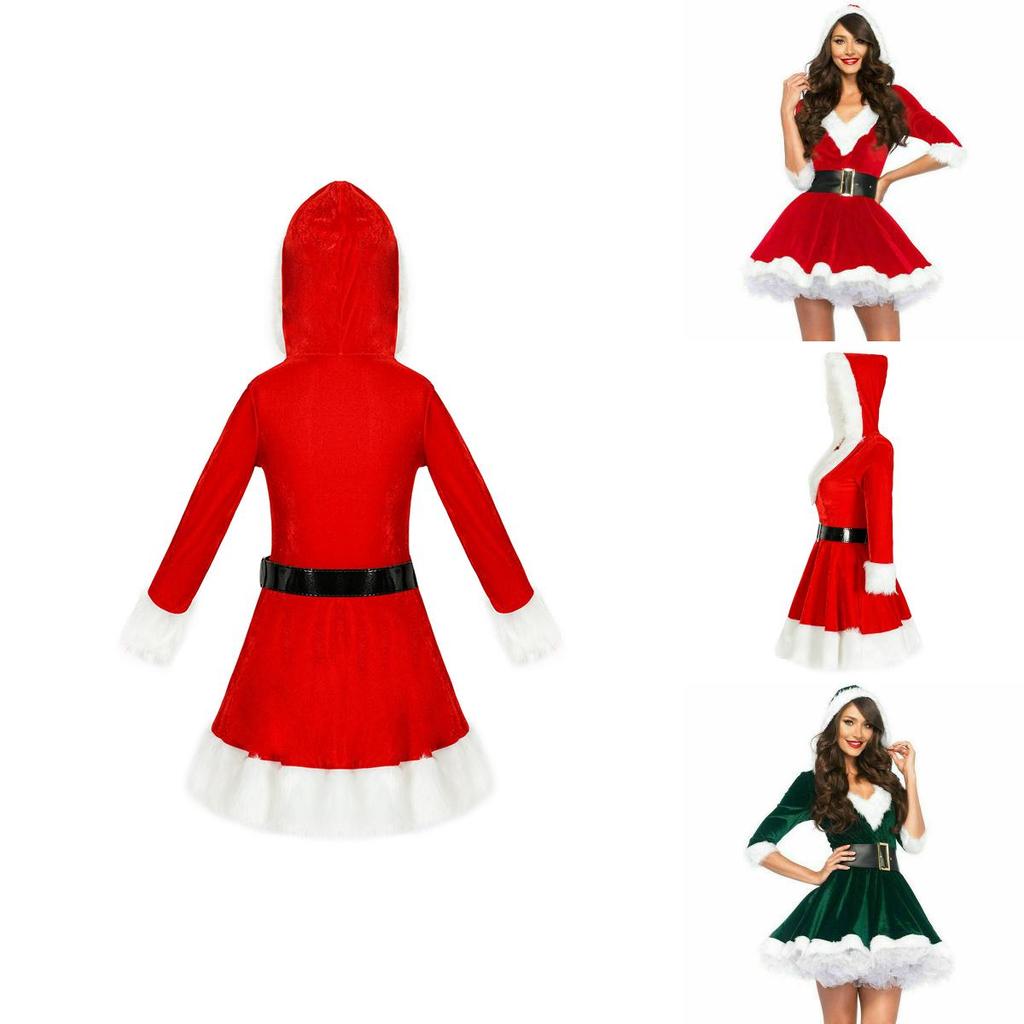 Bezauberndes Samt Weihnachtskleid für Damen Perfekt für Feiertagsfeiern