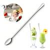 Professional Barware Supplies Stainless Steel Long Handle Mixing Spoon, Polished Metal Stirring Bartender Tools for Home Tall Glass Bar Spoon