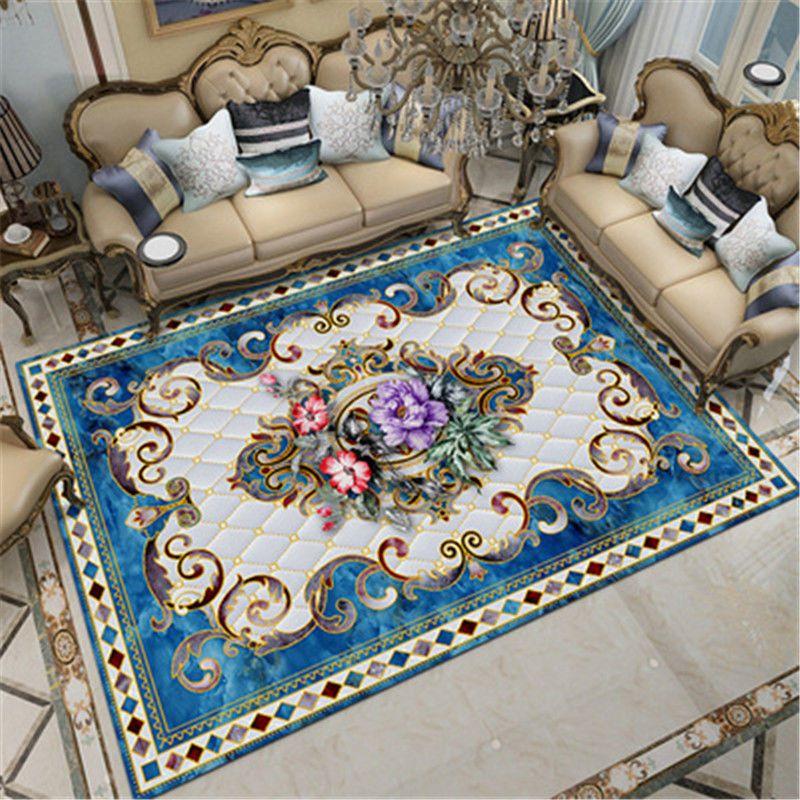 Europe Carpet Living Room Anti-skid Balcony Mat Vintage Bedroom Rug Bedside Kitchen Carpet Jacquard Rug Carpet