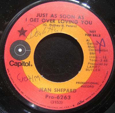 

7inch Record JEAN SHEPARD - Just As Soon As I Get Over Loving Y 3153PROMO CAPITOL 1971 US Country/Folk Used