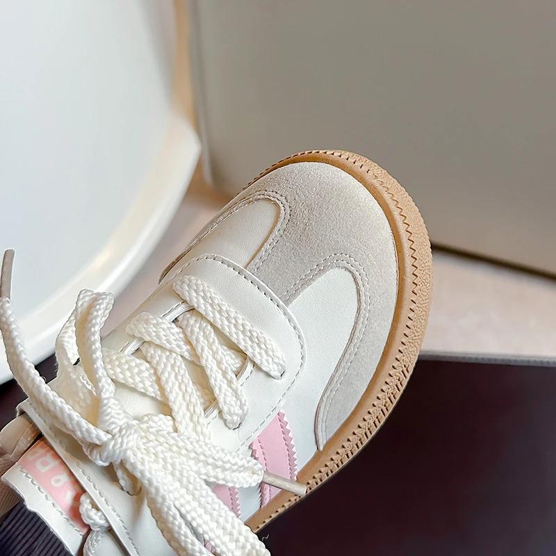 Children's Skate Shoes Girls White Sneakers 2024 Spring New Fashion Boys Canvas Shoes Kids Sports Shoes Unisex Casual Sneakers