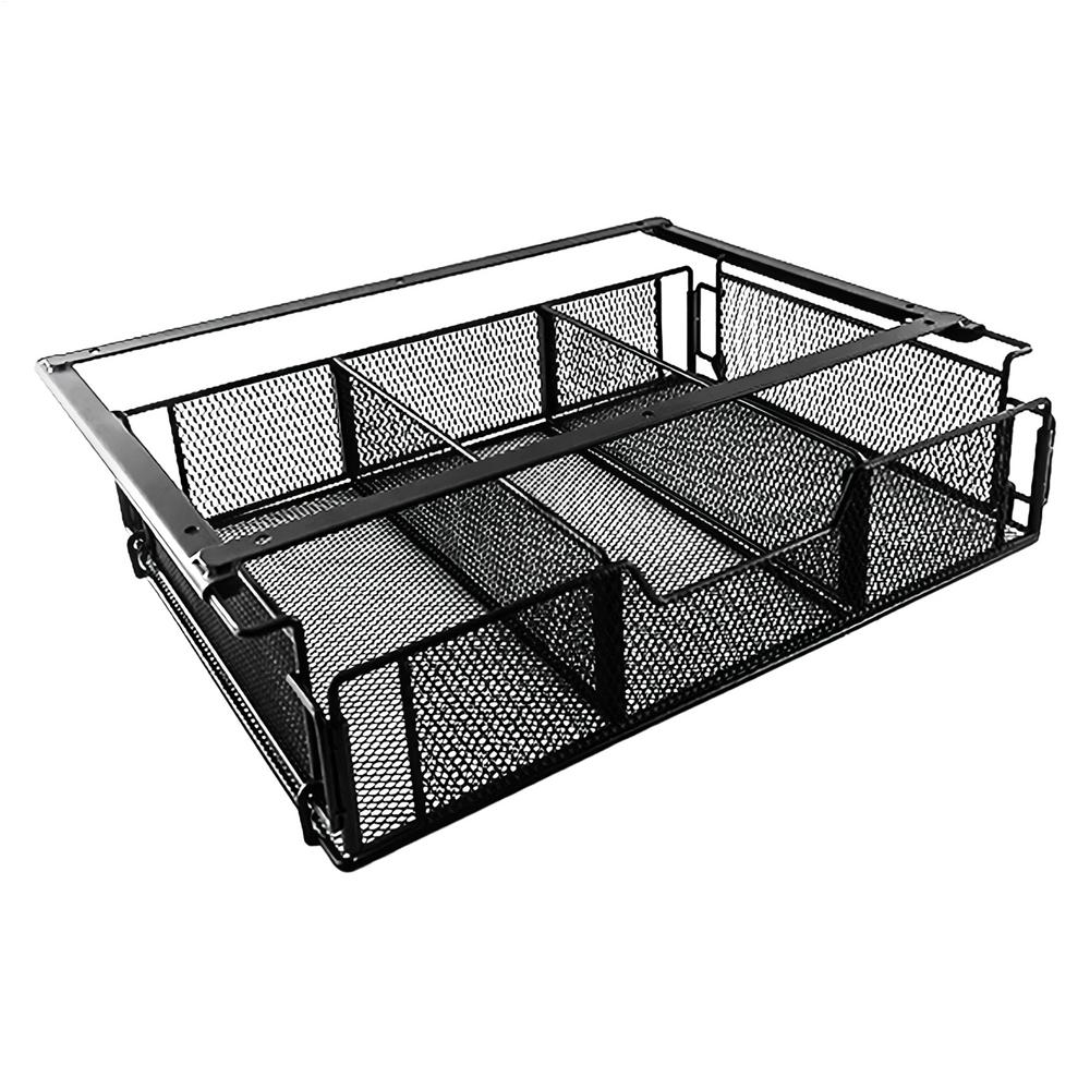 Under Desk Drawer Under Table Pencil Holder Metal Divided Tray Basket for Pens Supplies Under-table storage