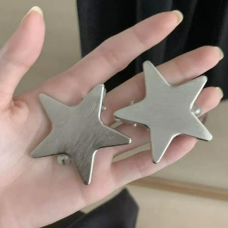 4pcs Korean Ins High-end Metal Silver Pentagram Duckbill Clip Millennium Women's Daily Wears Head Side Bangs Clip Decoration