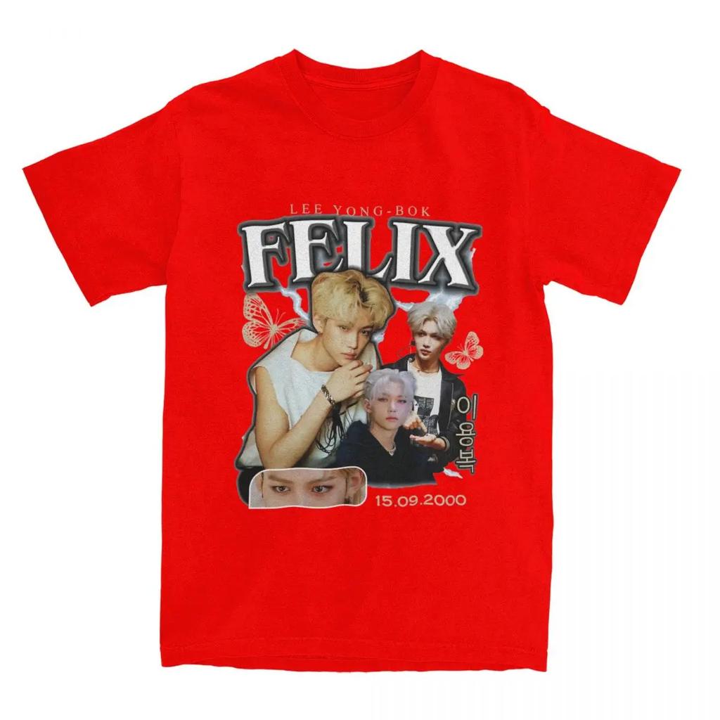 FELIX Korean Kpop Singer T Shirts Idol Clothing Summer Vintage Short Sleeve Women T-Shirt O Neck Fans Harajuku Tshirt